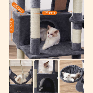 Katzenkratzbaum Katzenbaum Plattform Höhlen 168cm Plüsch Rauchgrau