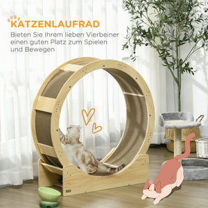 Katzenlaufrad mit Bremse und Kratzbrett 91cm Eiche