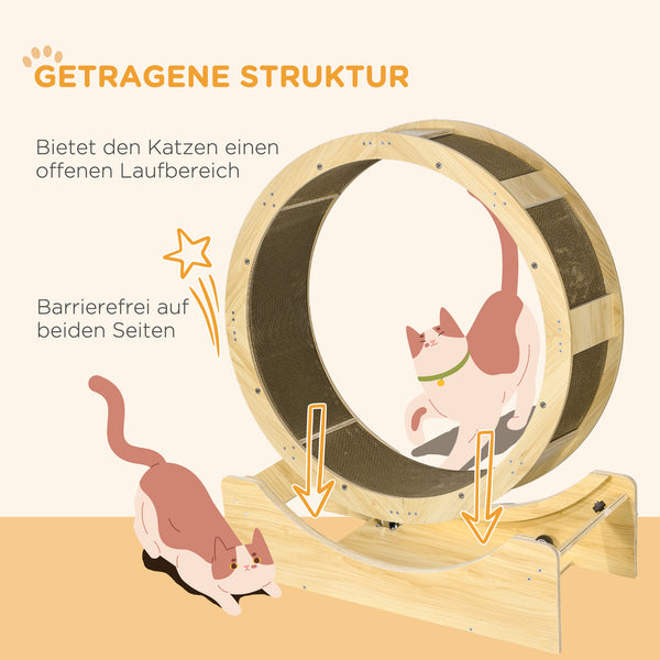 Katzenlaufrad mit Bremse und Kratzbrett 91cm Eiche