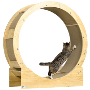 Katzenlaufrad mit Bremse und Kratzbrett 91cm Eiche