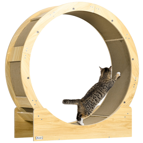Katzenlaufrad mit Bremse und Kratzbrett 91cm Eiche