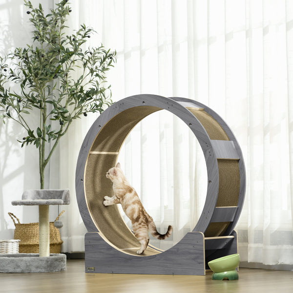 Katzenlaufrad mit Kratzmatte und Bremse für aktive Katzen