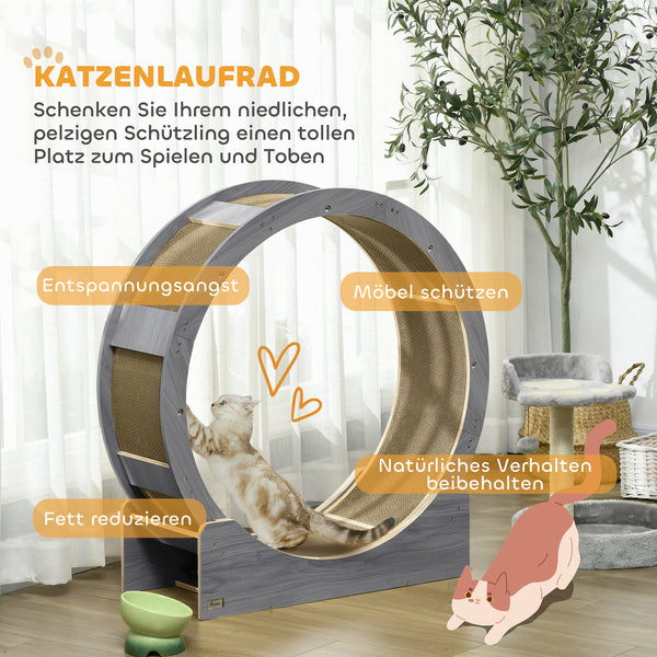 Katzenlaufrad mit Kratzmatte und Bremse für aktive Katzen