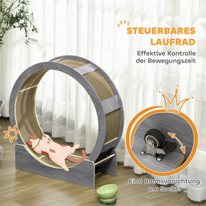 Katzenlaufrad mit Kratzmatte und Bremse für aktive Katzen