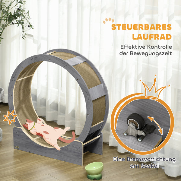 Katzenlaufrad mit Kratzmatte und Bremse für aktive Katzen