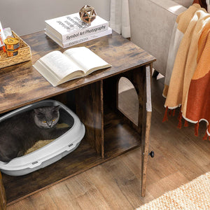 Katzenschrank Katzentoilette Vintage Design Holz Braun