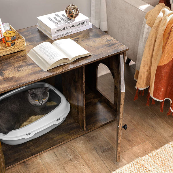 Katzenschrank Katzentoilette Vintage Design Holz Braun