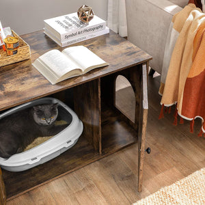 Katzenschrank Katzentoilette Vintage Design Holz Braun