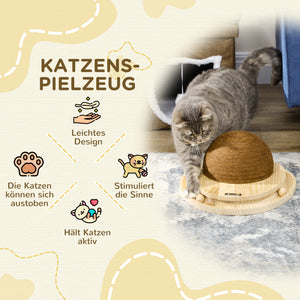 Katzenspielzeug mit Kratzbrett & Kugelbahn 2-in-1 Natur