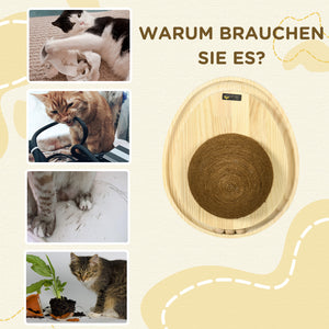 Katzenspielzeug mit Kratzbrett & Kugelbahn 2-in-1 Natur