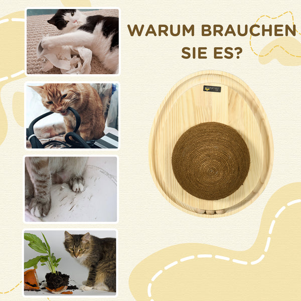 Katzenspielzeug mit Kratzbrett & Kugelbahn 2-in-1 Natur