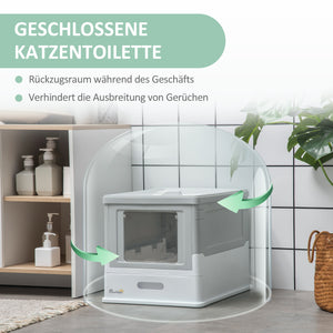 Katzentoilette mit Deckel praktisch und hygienisch Grau