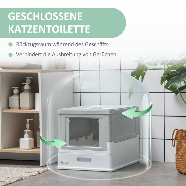 Katzentoilette mit Deckel praktisch und hygienisch Grau