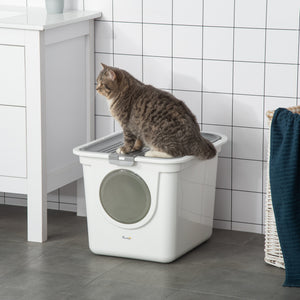 Katzentoilette mit Deckel für kleine Katzen Grau & Weiss
