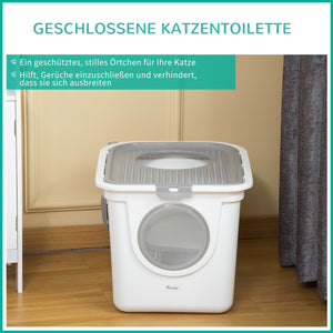 Katzentoilette mit Deckel für kleine Katzen Grau & Weiss