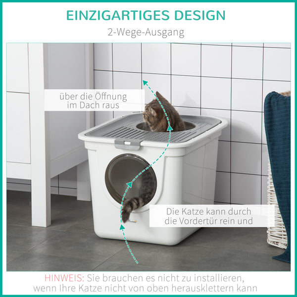 Katzentoilette mit Deckel für kleine Katzen Grau & Weiss