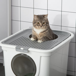 Katzentoilette mit Deckel für kleine Katzen Grau & Weiss