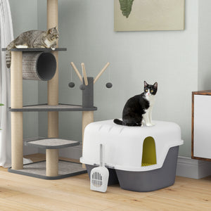 Katzentoilette mit Deckel & Sieb für Katzen bis 3.5kg Cremeweiss
