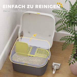 Katzentoilette mit Deckel & Sieb für Katzen bis 3.5kg Cremeweiss