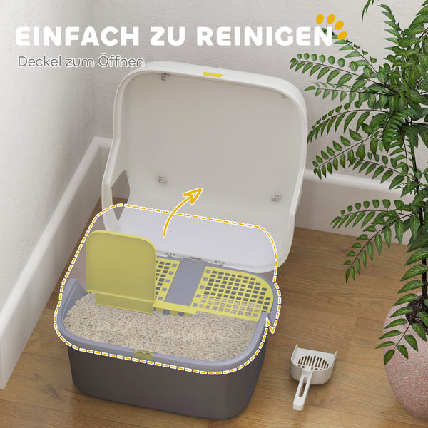 Katzentoilette mit Deckel & Sieb für Katzen bis 3.5kg Cremeweiss