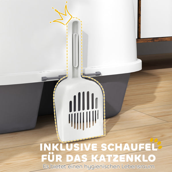 Katzentoilette mit Deckel & Sieb für Katzen bis 3.5kg Cremeweiss