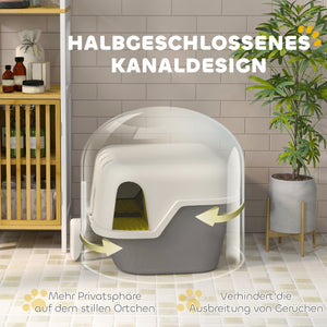Katzentoilette mit Deckel & Sieb für Katzen bis 3.5kg Cremeweiss