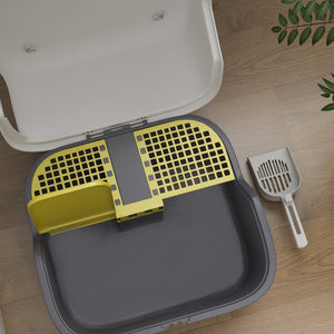 Katzentoilette mit Deckel & Sieb für Katzen bis 3.5kg Cremeweiss