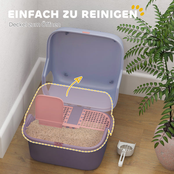 Katzentoilette mit Deckel & Sieb für Katzen bis 3.5kg Violett