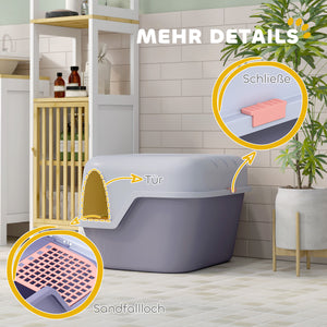 Katzentoilette mit Deckel & Sieb für Katzen bis 3.5kg Violett