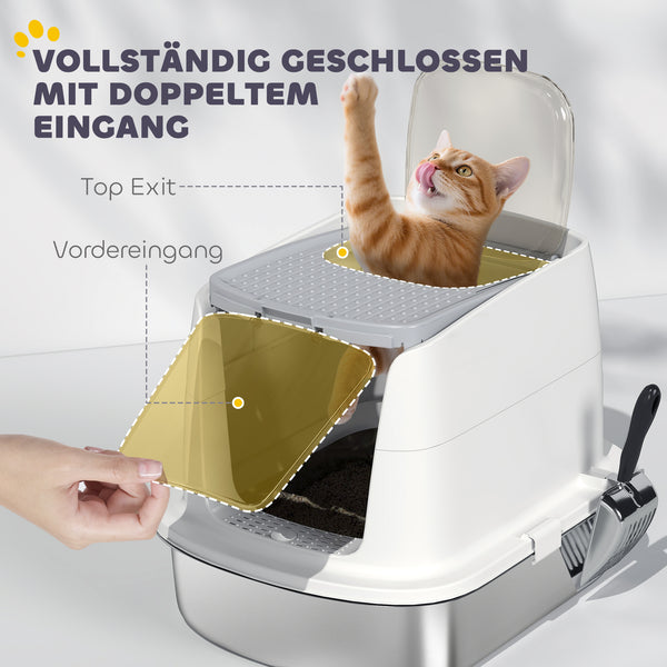 Katzentoilette geschlossen mit Schaufel aus Edelstahl