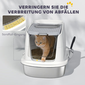 Katzentoilette geschlossen mit Schaufel aus Edelstahl