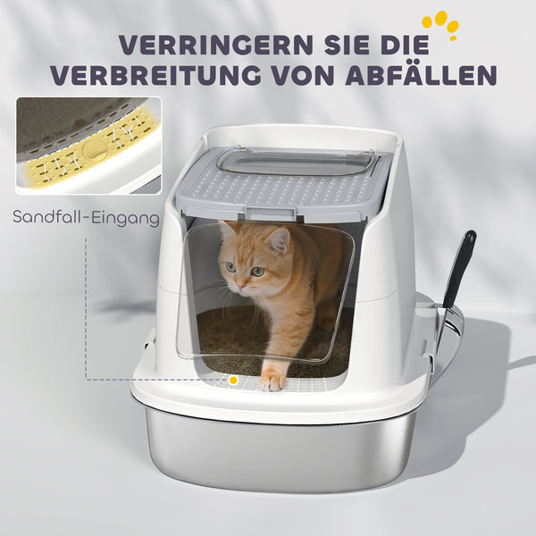 Katzentoilette geschlossen mit Schaufel aus Edelstahl