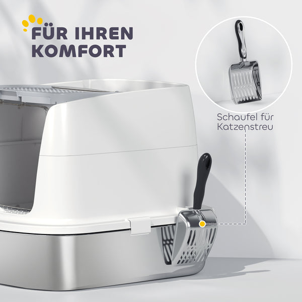 Katzentoilette geschlossen mit Schaufel aus Edelstahl