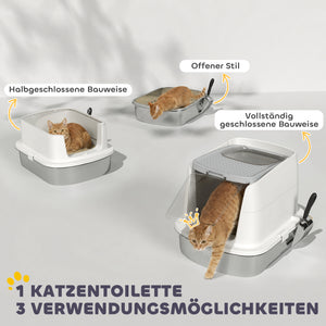 Katzentoilette geschlossen mit Schaufel aus Edelstahl