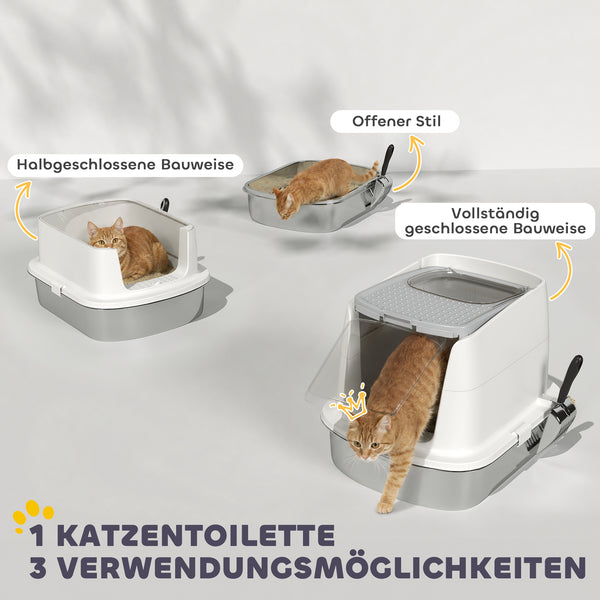 Katzentoilette geschlossen mit Schaufel aus Edelstahl
