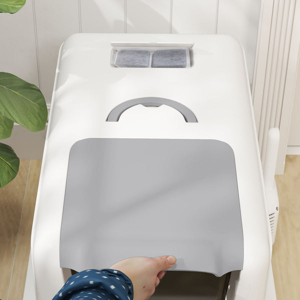 Katzentoilette mit Filter und Schaufel für Katzen aus Edelstahl