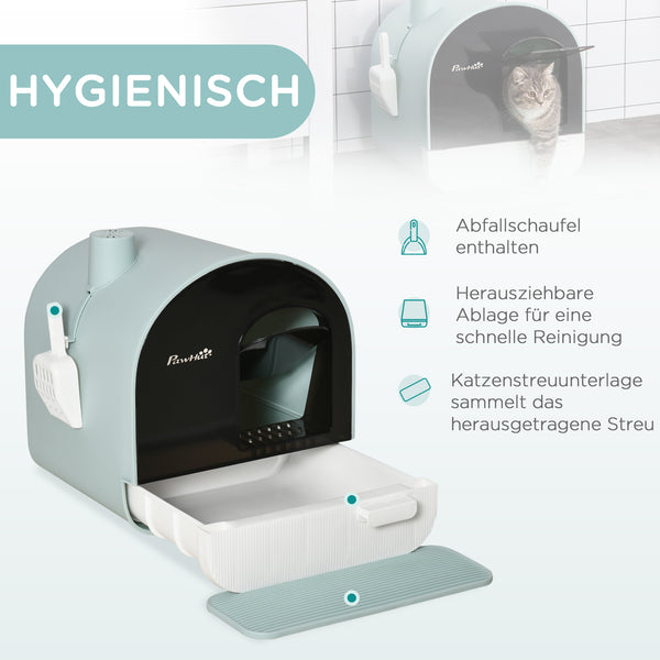 Katzentoilette mit Haube für Katzen bis 5kg Grün