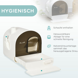 Katzentoilette mit Haube mit Matte bis 5kg Weiss