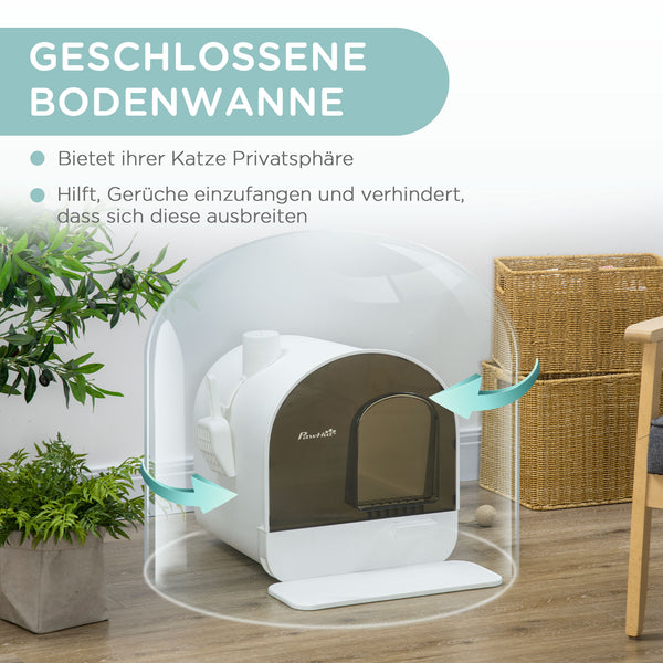 Katzentoilette mit Haube mit Matte bis 5kg Weiss
