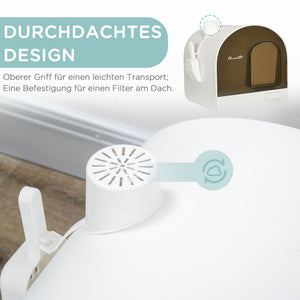 Katzentoilette mit Haube mit Matte bis 5kg Weiss