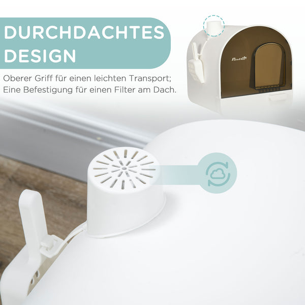 Katzentoilette mit Haube mit Matte bis 5kg Weiss