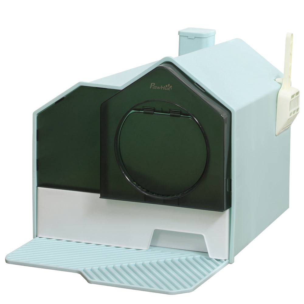 Cat litter box, hooded, 5kg, 47x45x42cm, light blue