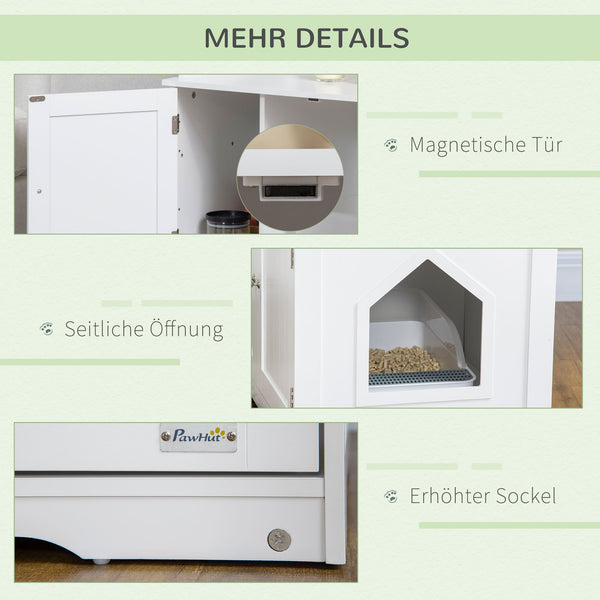 Katzentoilette Katzenhaus mit Doppeltür und Ablage weiss