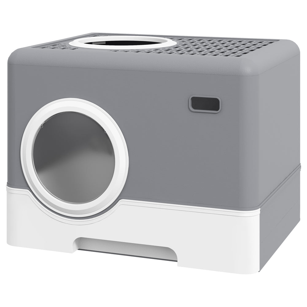 Plastic cat litter box, up to 4kg, 52x41x38.5cm, grey