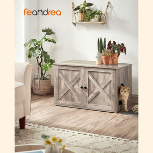 Katzentoilettenschrank Stauraum verstecktes Katzenklo 80x50cm Holz Greige