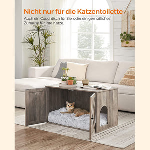 Katzentoilettenschrank Stauraum verstecktes Katzenklo 80x50cm Holz Greige