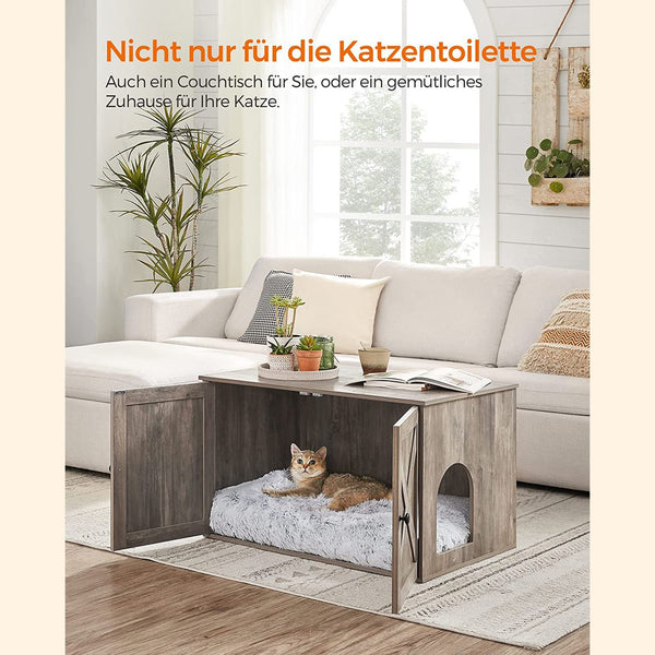 Katzentoilettenschrank Stauraum verstecktes Katzenklo 80x50cm Holz Greige