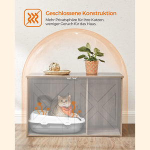 Katzentoilettenschrank Stauraum verstecktes Katzenklo 80x50cm Holz Greige