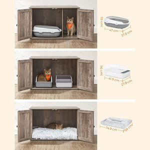 Katzentoilettenschrank Stauraum verstecktes Katzenklo 80x50cm Holz Greige