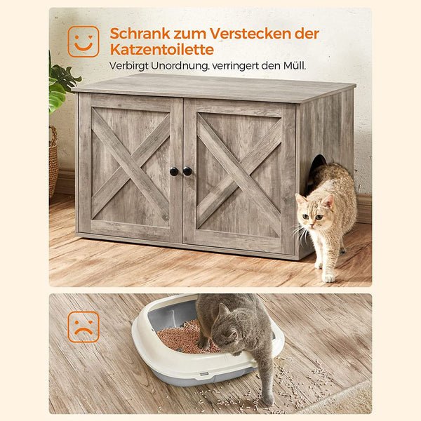 Katzentoilettenschrank Stauraum verstecktes Katzenklo 80x50cm Holz Greige